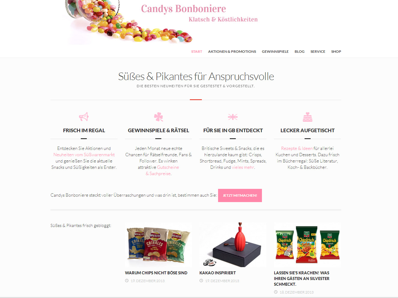 Startseite des Blogs Candys Bonboniere